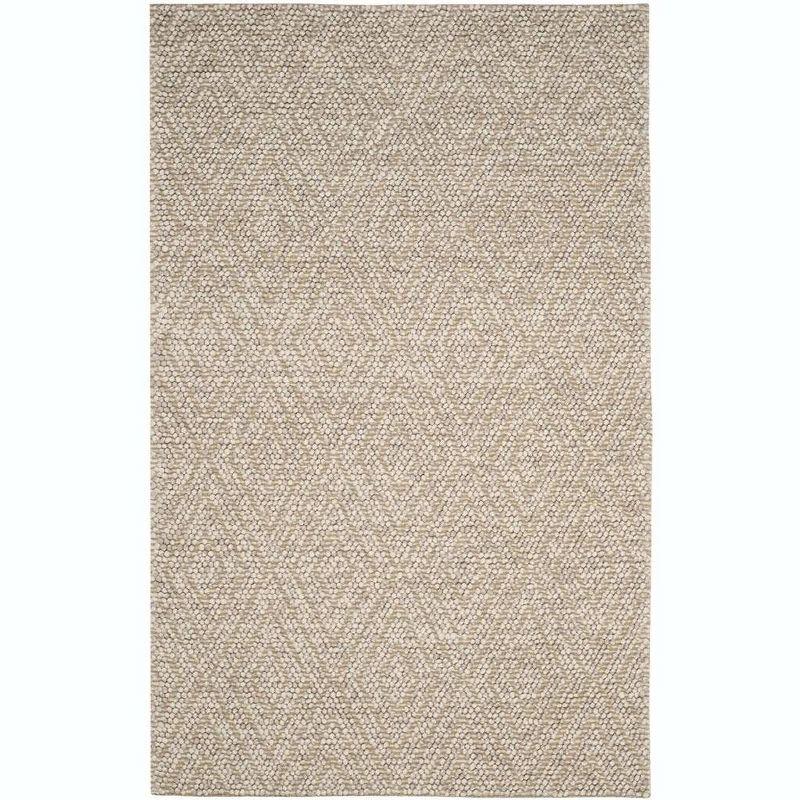 Ivory Hand-Tufted Wool Rectangular Area Rug 5' x 8'