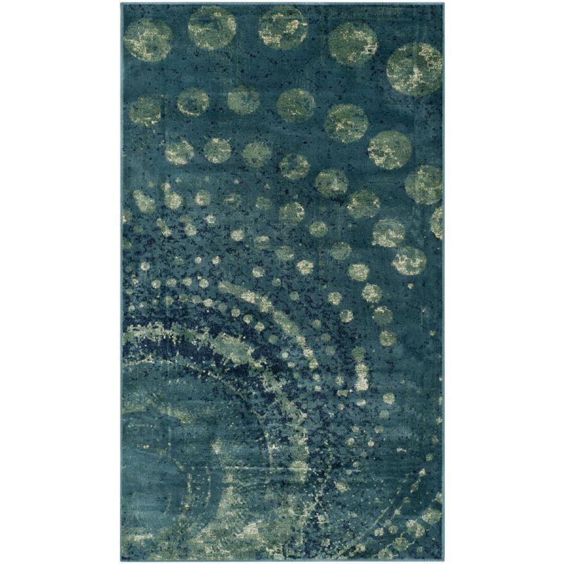 Handmade Turquoise Multi Abstract Viscose Rectangular Rug