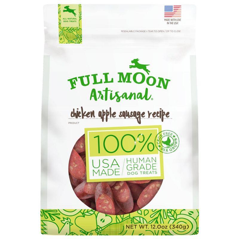 Full Moon Artisanal Chicken Apple Sausage Chewy Dog Treats - 12oz