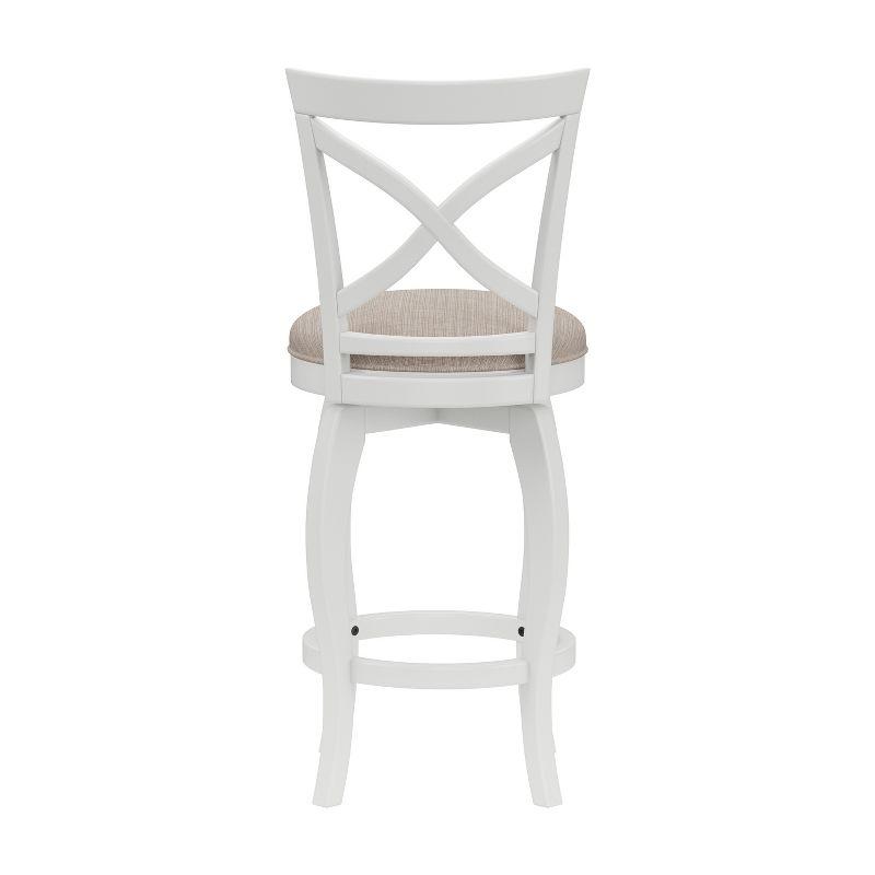 Hillsdale Furniture 25" Ellendale Wood Counter Height Barstool White: Nautical Style, Matte Finish, Polyester Upholstery