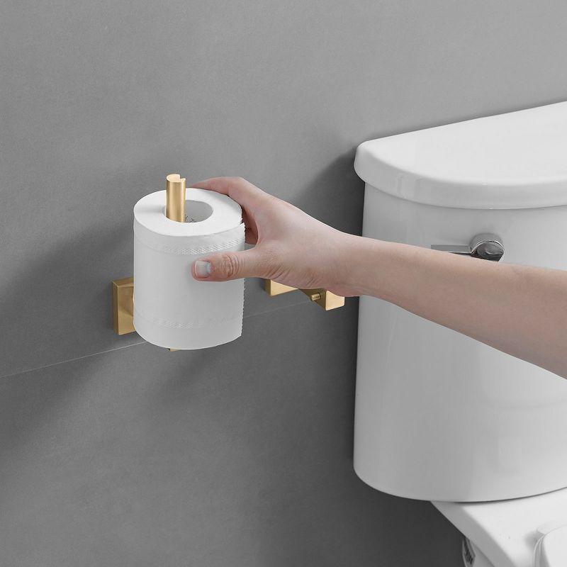 BWE Wall Mounted Toilet Paper Holder Double Post Pivoting Square Tissue Holders Roll Hangers Stand