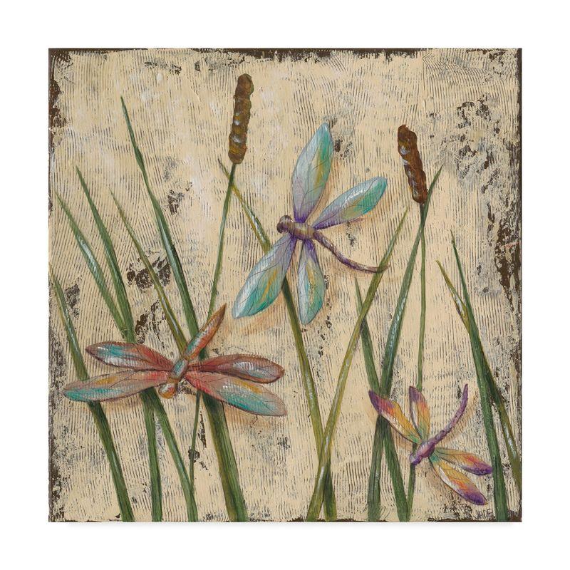 35" Beige and Multicolor Dragonflies Canvas Art Print