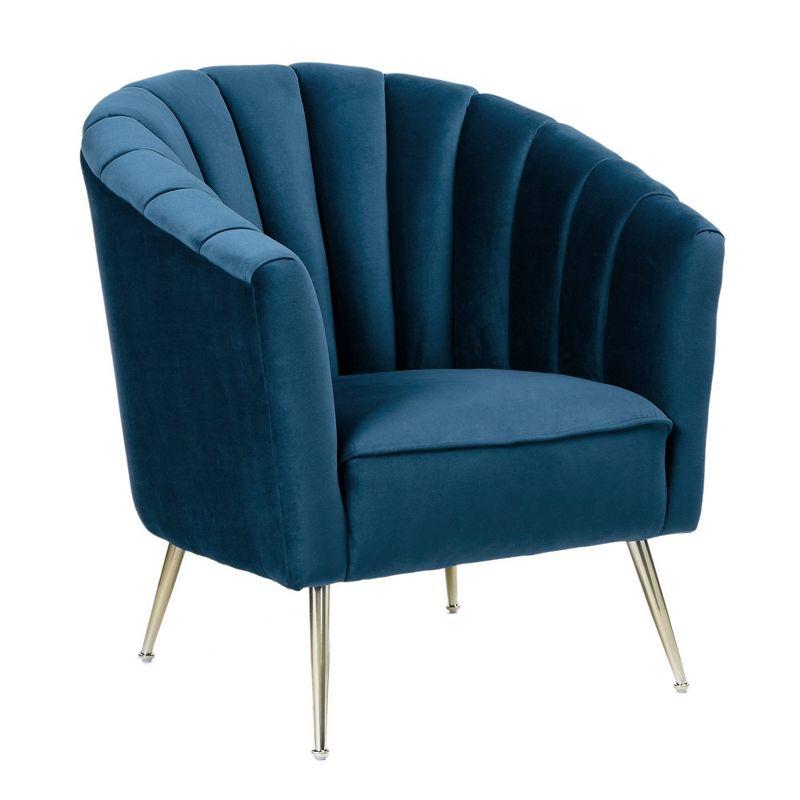 Manhattan Comfort Rosemont Velvet Accent Chair Blue: Upholstered, Semi-Gloss Finish, Wood Frame