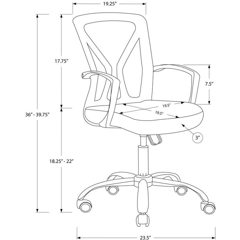 Monarch Specialties Office Chair Adjustable Height Swivel Ergonomic Armrests Computer Desk Work Metal Fabric White Chrome Contemporary Modern