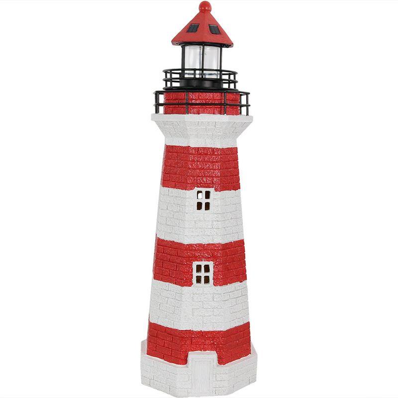 Longshore Tides Caudillo Striped Resin Solar Resin Outdoor LED Lighthouse Statue