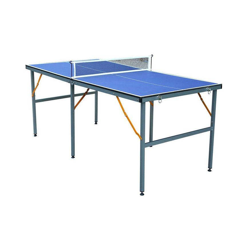 6ft Blue Foldable Portable Table Tennis Set with Paddles and Balls