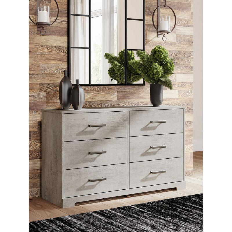 Gray Oak Grain 6-Drawer Modern Farmhouse Dresser