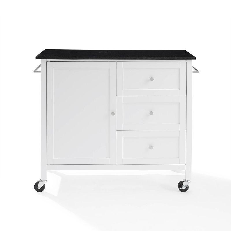 Crosley Soren Granite Top Kitchen Island/Cart Black/White: Traditional Style with Caster Wheels, Storage & Assembly Tools Provided