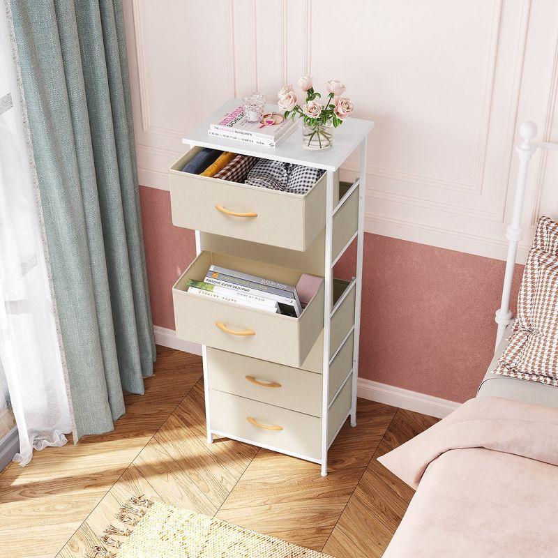 Crestlive Products 6 Drawers Vertical Dresser for Bedroom Storage Tower with Wood Top White