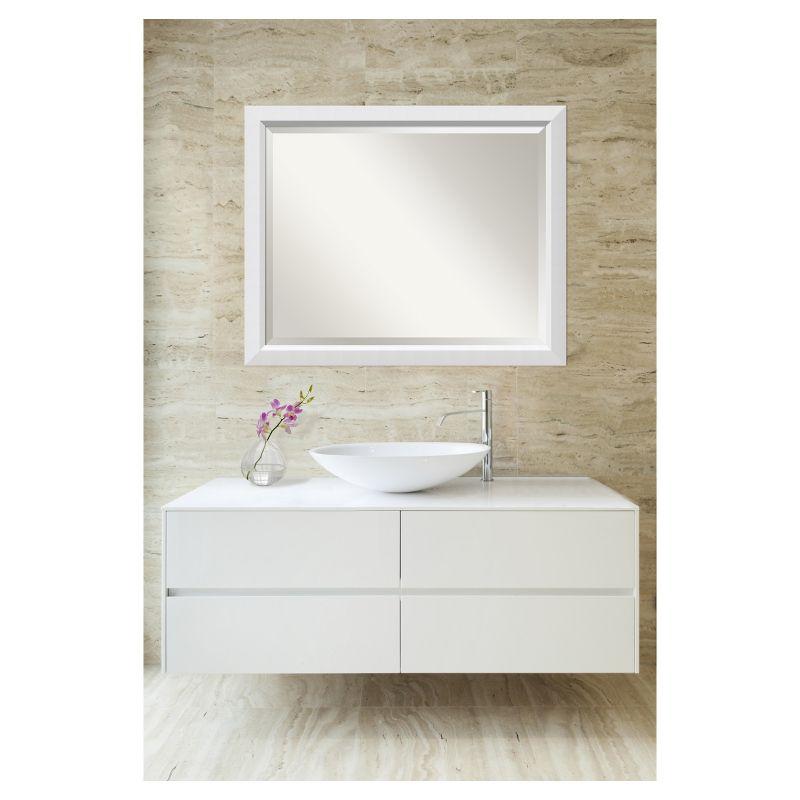 32" x 26" Blanco Wood Framed Bathroom Vanity Wall Mirror White - Amanti Art: Satin Finish, No Assembly Required