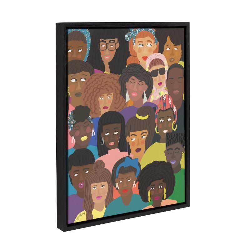 18" x 24" Sylvie Black People United Framed Canvas by Queenbe Monyei Black - Kate & Laurel All Things Decor