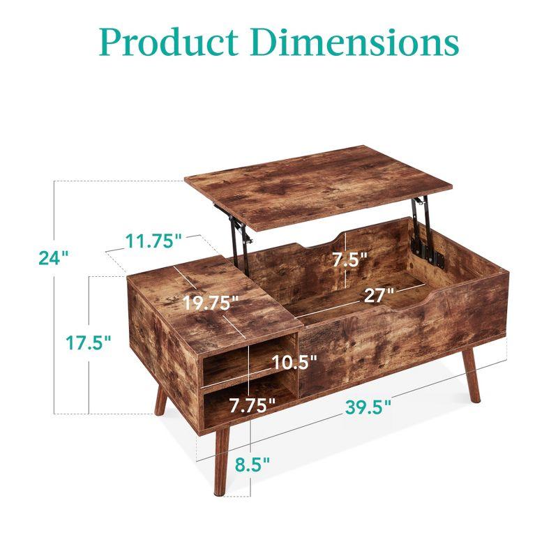 Best Choice Products Wooden Mid-Century Modern Lift Top Coffee Table w/ Hidden Storage, Removable Shelf - Brown