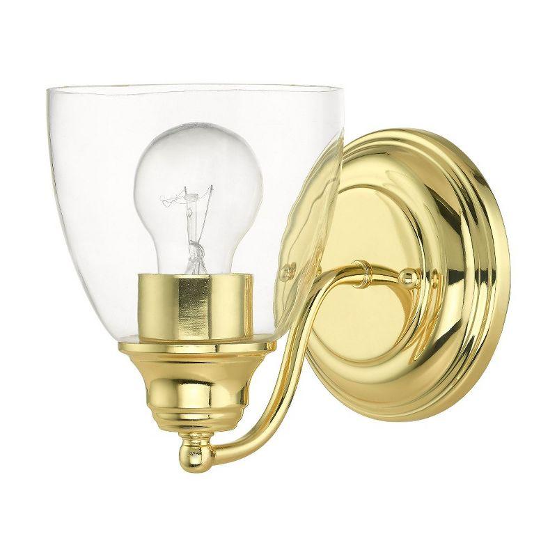 Polished Brass Wall Mount Sconce with Clear Glass Shade