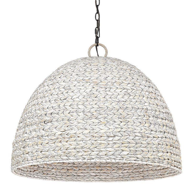 Golden Lighting Rue 8-Light Chandelier in Matte Black with Woven Sweet Grass