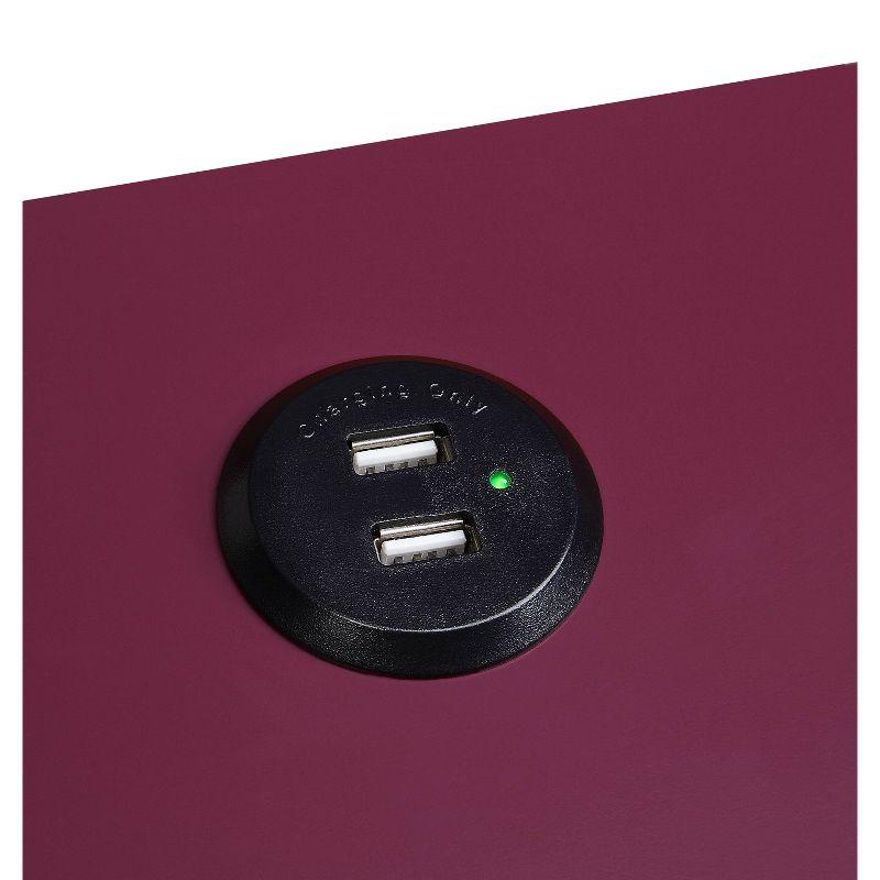 Fierce Side Table with USB Charging Dock Burgundy/Black - Acme Furniture: Living Room, Pullout Drawer, MDF