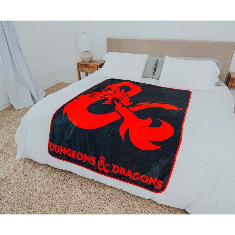 Surreal Entertainment Dungeons & Dragons Logo Fleece Throw Blanket | 45 x 60 Inches