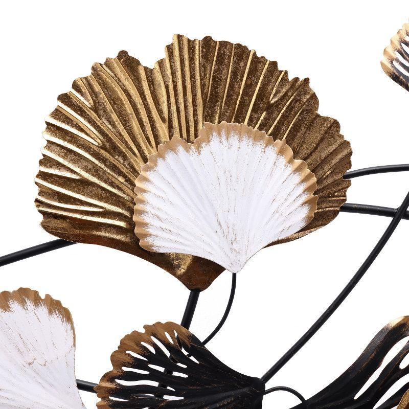 LuxenHome White, Black, and Gold Metal Ginkgo Leaves Modern Wall Decor Multicolored