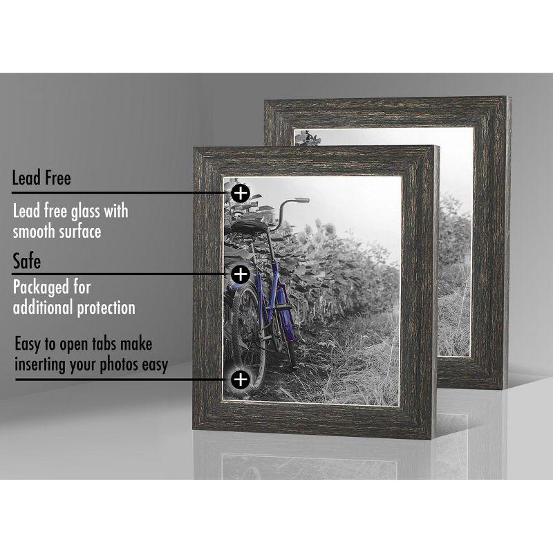 Americanflat Picture Frame in Rustic with Lead Free Polished Glass - Horizontal and Vertical Formats for Wall and Tabletop - 8" x 10" - Pack of 2