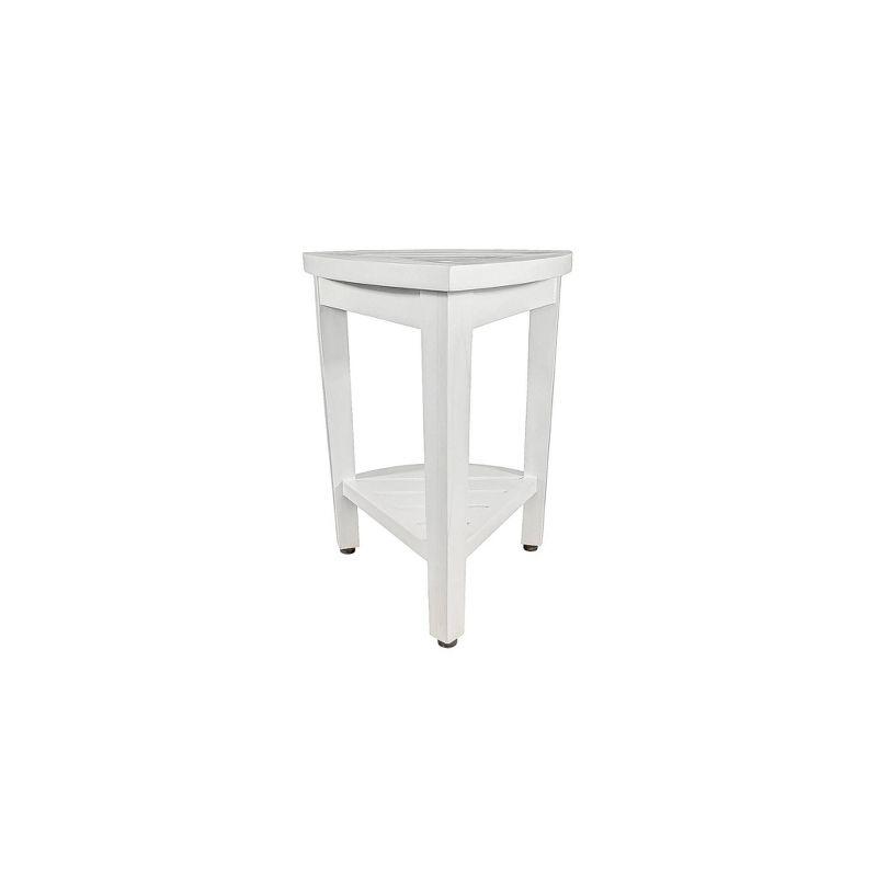 CoastalVogue 15" FlexiCorner ED1123 Wide Teak Wood Shower Bench/Stool : Microfiber, Machine Washable, Non-Slip Backing