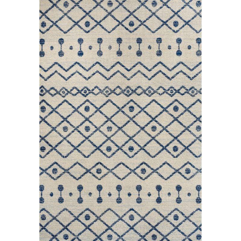 Aksil Moroccan Cream and Navy 5 x 8 Area Rug