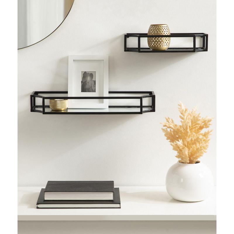 Kate and Laurel Ciel Scalloped Metal Floating Shelf, 2 Piece, Black