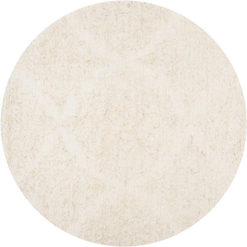 Abstract ABT279 Handmade Tufted Area Rug - Beige/Grey - 6' X 6'  Round - Safavieh