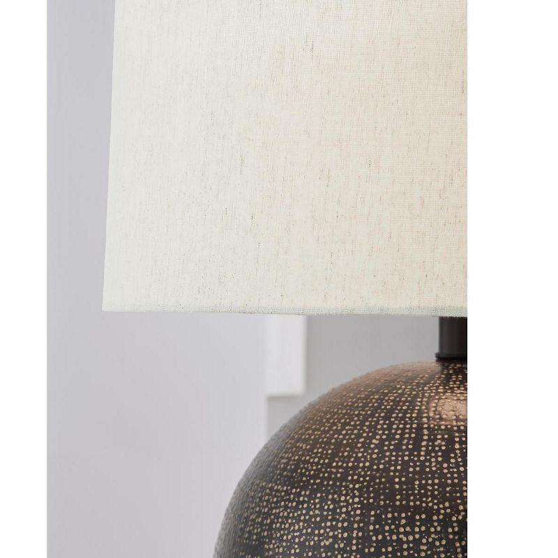 Black and Gold Metal Table Lamp with Drum Shade