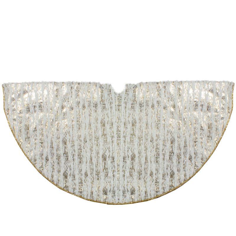 Northlight Seasonal 48" Ivory and Gold Wood Grain Pattern Christmas Tree Skirt