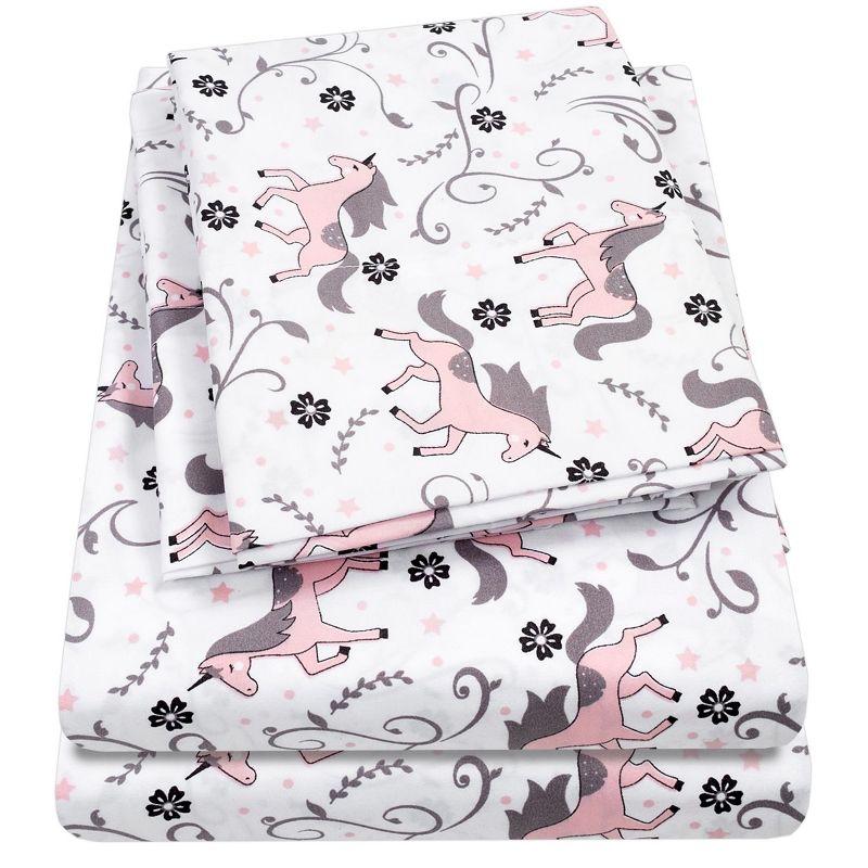 Kids Unicorn Printed Microfiber Sheet Set