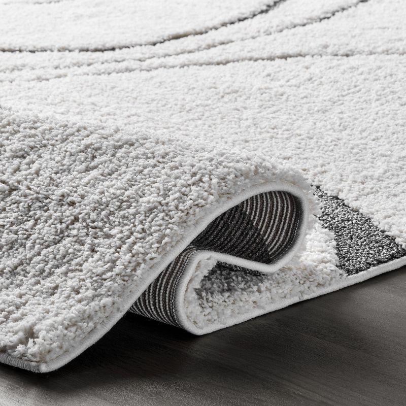 Nuloom Carolyn Abstract 3x5 Accent Shag Indoor Area Rug for Living Room Bedroom Dining Room Nursery Entryway, Beige/Grey