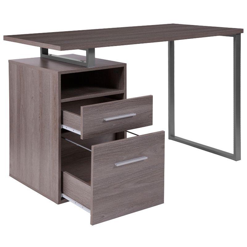 Flash Furniture Harwood Desk with Two Drawers and Metal Frame