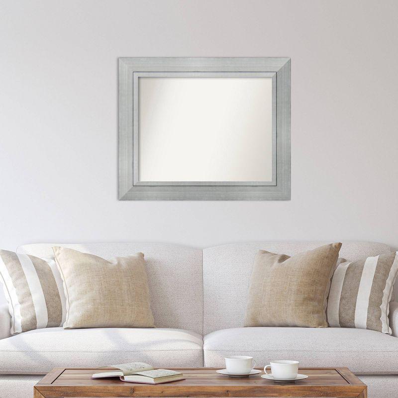 35" x 29" Non-Beveled Romano Silver Wood Wall Mirror - Amanti Art: Modern Rectangle, Includes Mounting Hardware