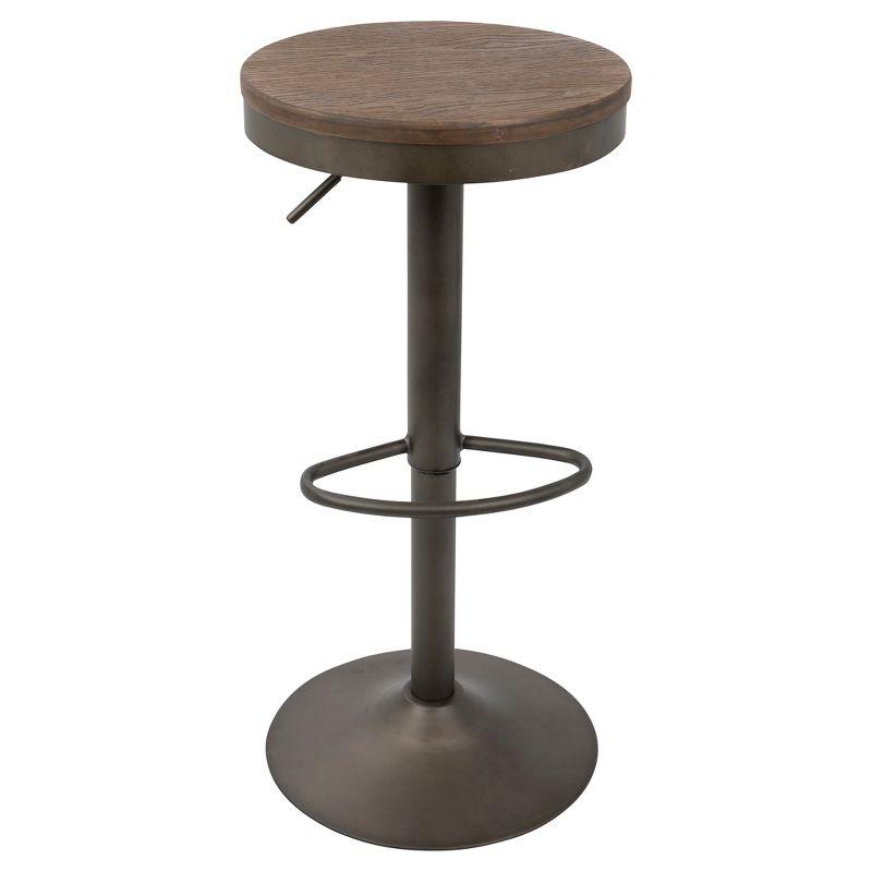 Set of 2 Dakota Adjustable Industrial Barstools Antiqued Wood - Lumisource: Metal Frame, 22.75" to 30.75" Height Range