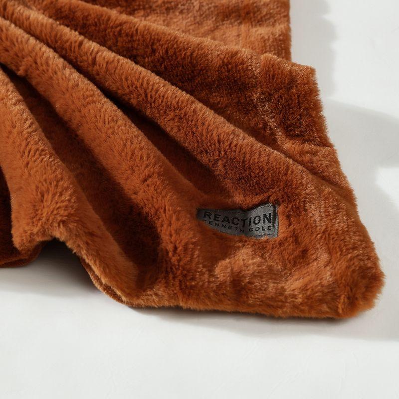 Kenneth Cole Reaction Faux Fur Throw Blanket Faux Fur (Solid -Ginger Orange)-50" X 60"