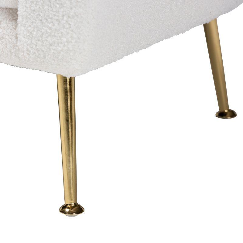 Baxton Studio Fantasia Modern and Contemporary Ivory Boucle Upholstered and Gold Metal Armchair