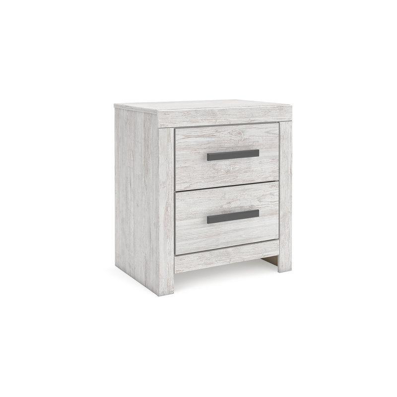 Whitewash Transitional 2-Drawer Nightstand