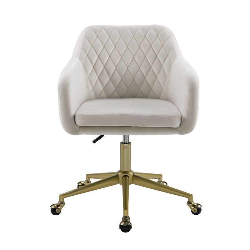 Imogen Modern Swivel Office Desk Chair Off-White - Linon: Quilted Back, Chrome-Plated Base, Adjustable Height