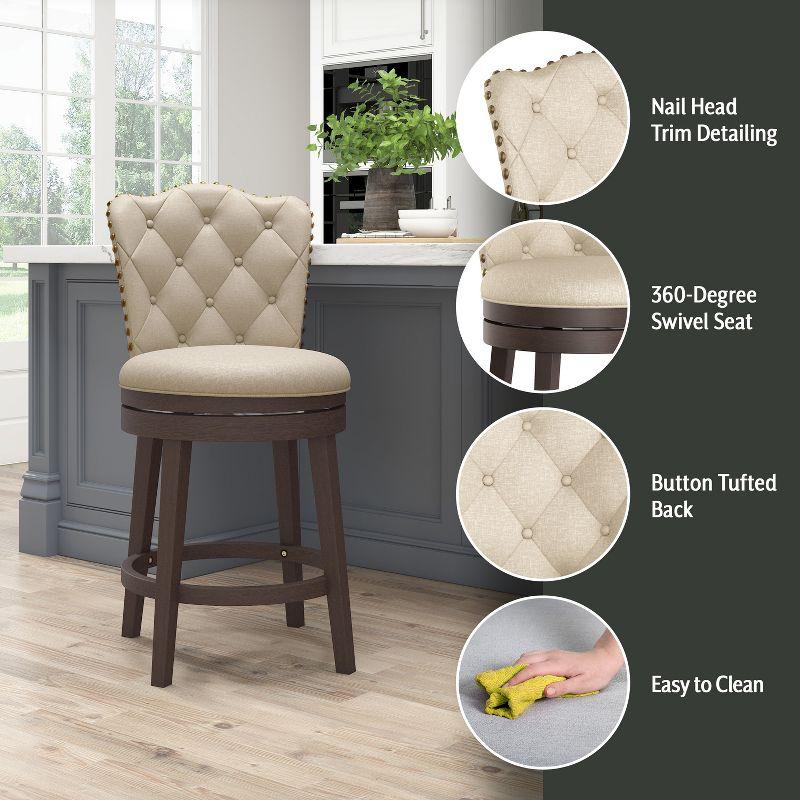 Hillsdale Furniture Edenwood Swivel Counter Height Barstool Cream: Matte Finish, Upholstered, Wood Legs