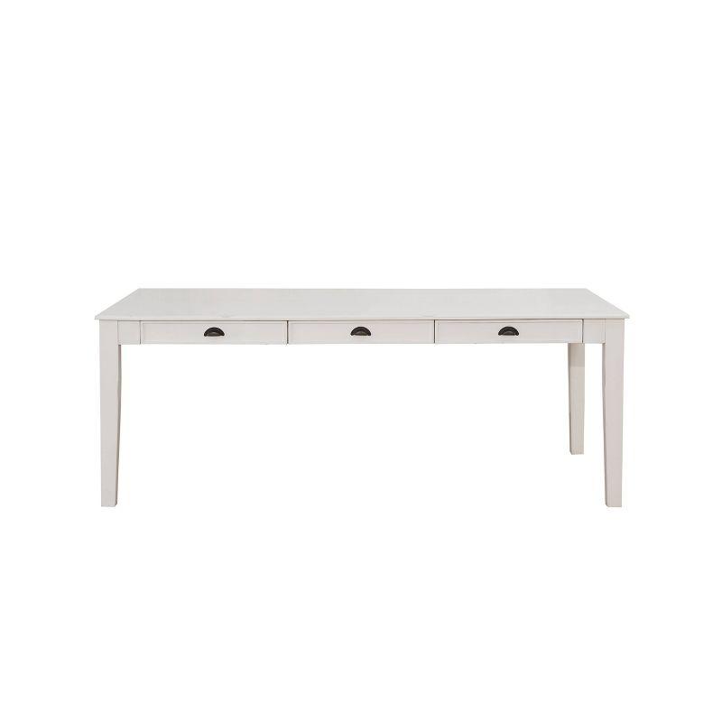 78" Renske Dining Table Antique White Finish - Acme Furniture: Farmhouse Style, 6 Drawers