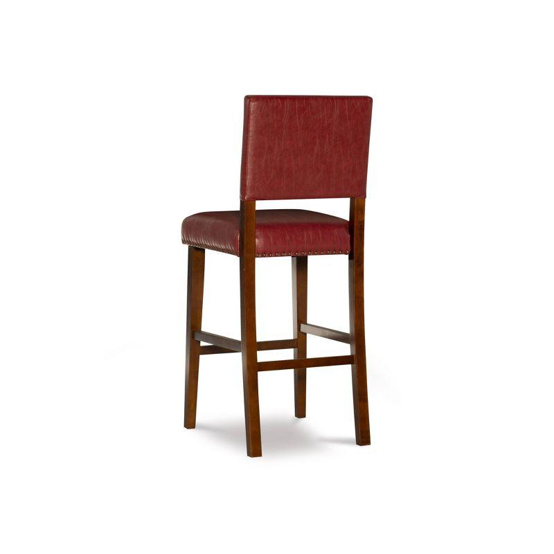 Walnut Finish Red Leather 30" Brook Barstool with Nailhead Trim