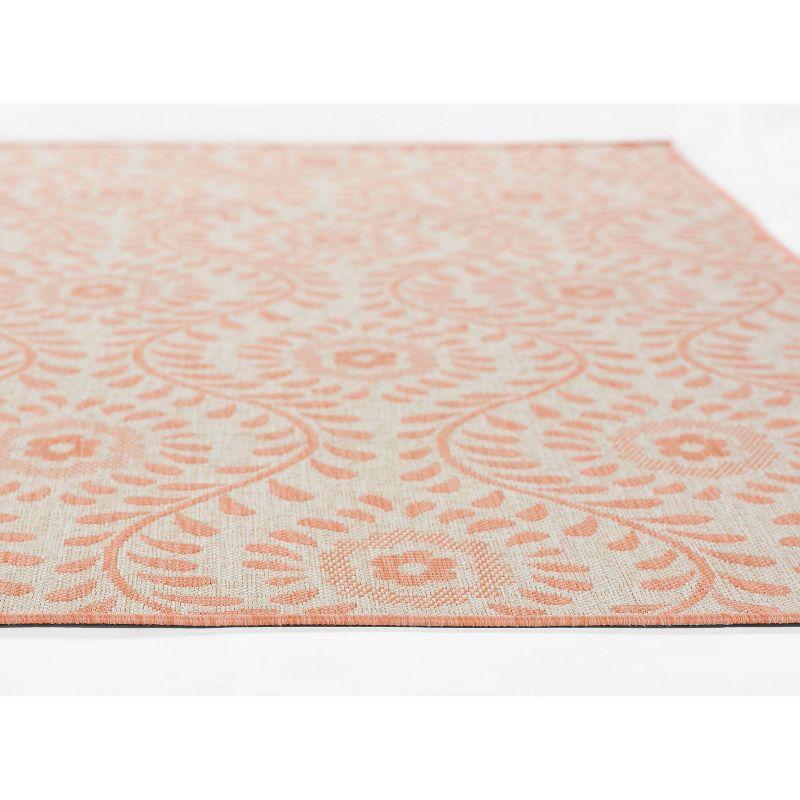 Momeni 9'x12' Riviera Adrian Area Rug Coral: Geometric Pattern, Indoor/Outdoor, Low Pile, Polypropylene, Machine Made