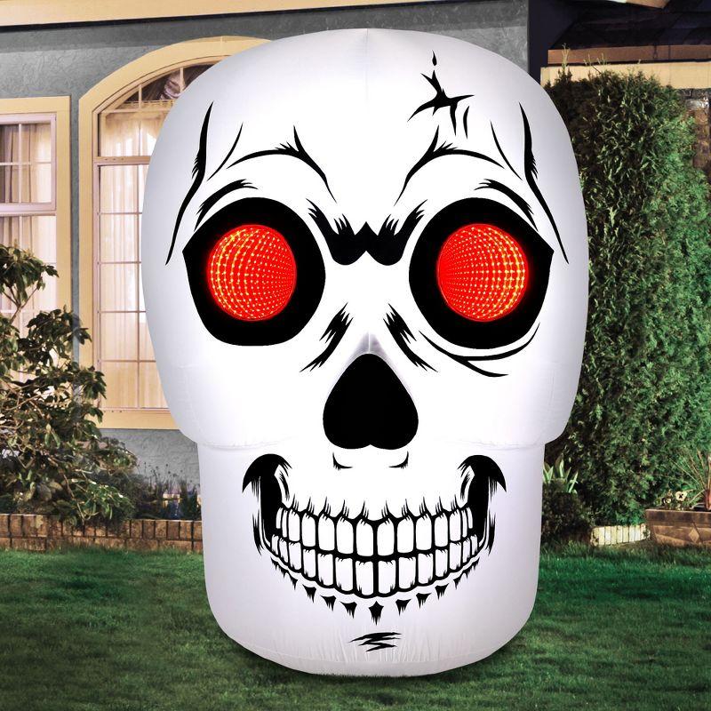 60-Inch Multicolor Inflatable Skull with Red LED Eyes