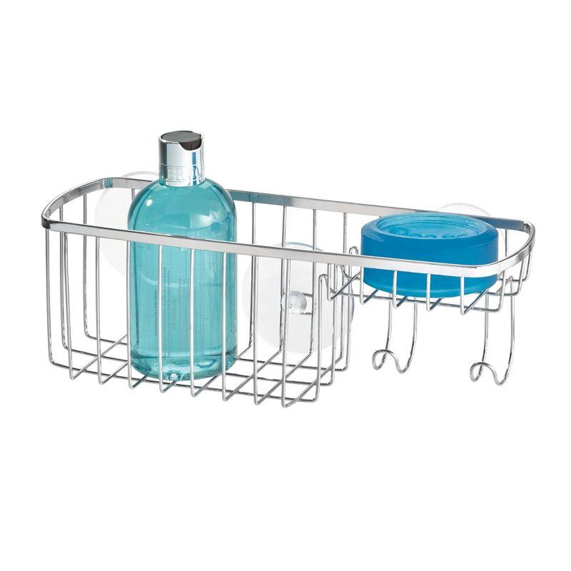 iDesign Gia Polished Stainless Steel Bathroom Suction Combo Organizer Basket - 11" x 4.25" x 4"