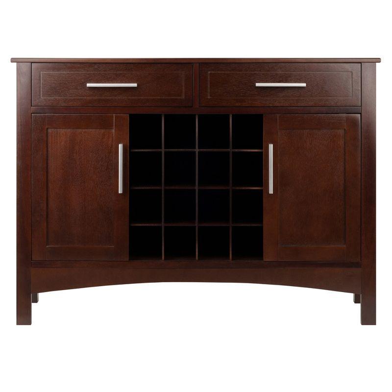 Winsome Gordon Buffet Cabinet/Sideboard Cappuccino: Transitional Style, Hardwood Frame, Sliding Doors, 2 Drawers