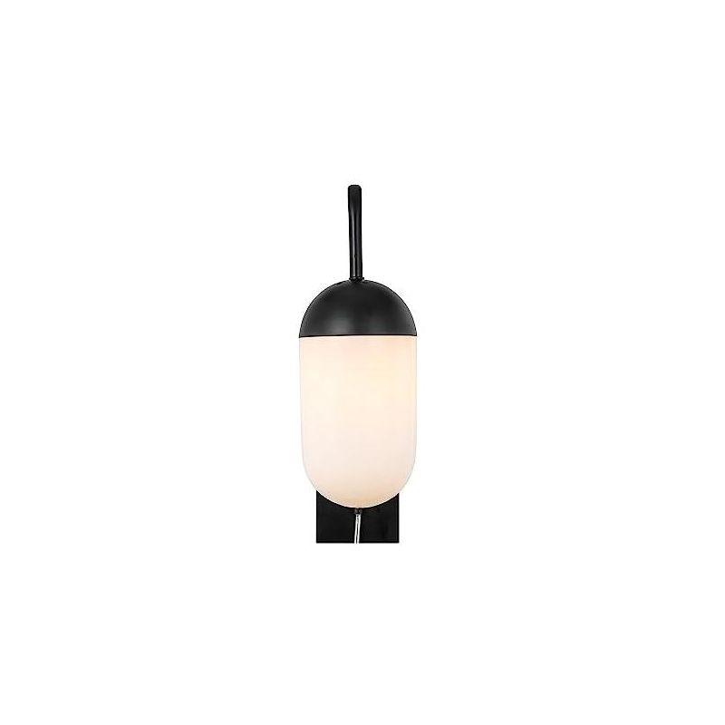 Elegant Lighting Kace 1 light Black and frosted white glass wall sconce