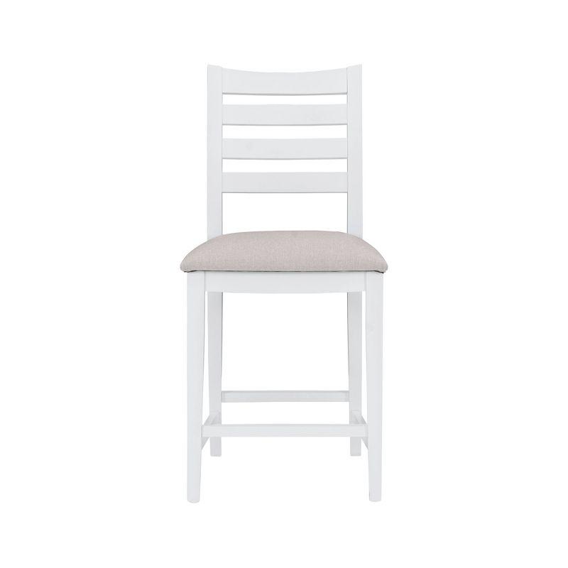 Set of 2 Flynn Ladder Back Counter Height Barstools Upholstered White - Linon: No Assembly, Solid Beechwood