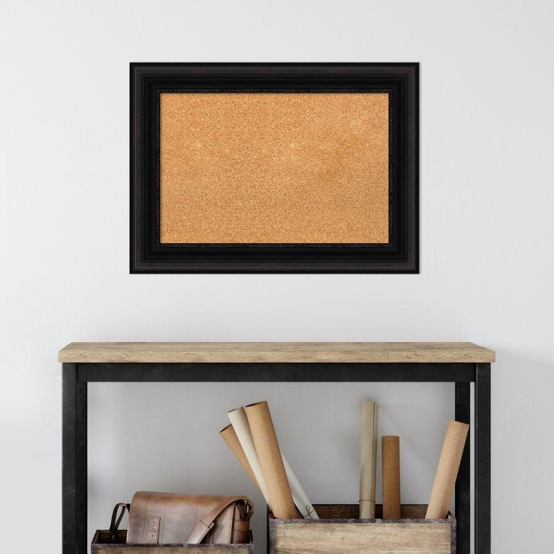 Amanti Art Natural Cork Board Framed Parlor Black Bulletin Board 30 in. x 22 in.
