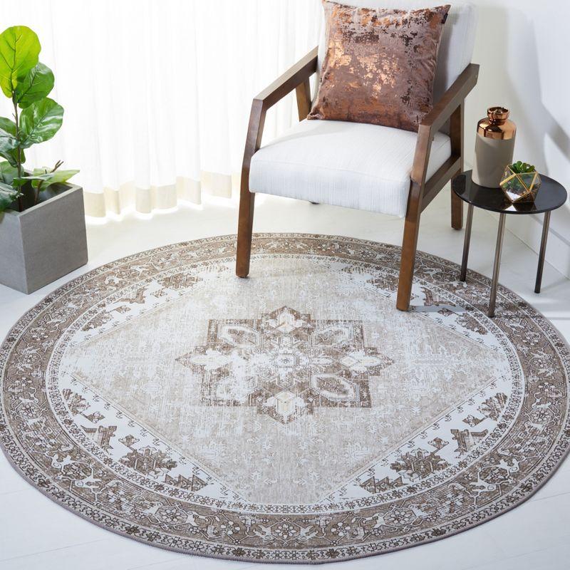 Ivory Elegance 47" Round Synthetic Easy-Care Non-Slip Rug