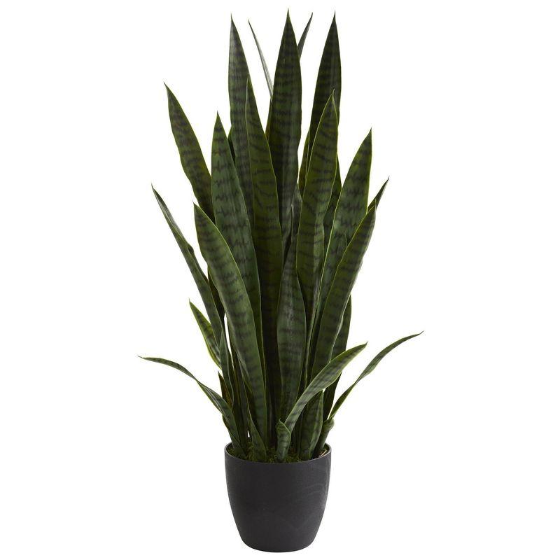 38" Green Plastic Sansevieria Faux Potted Plant