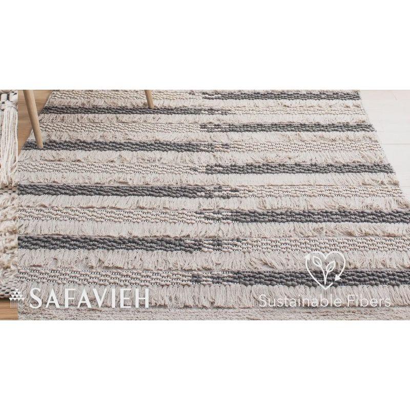 Gracie Oaks Jessen Natura Hand Woven Cotton Striped Rug
